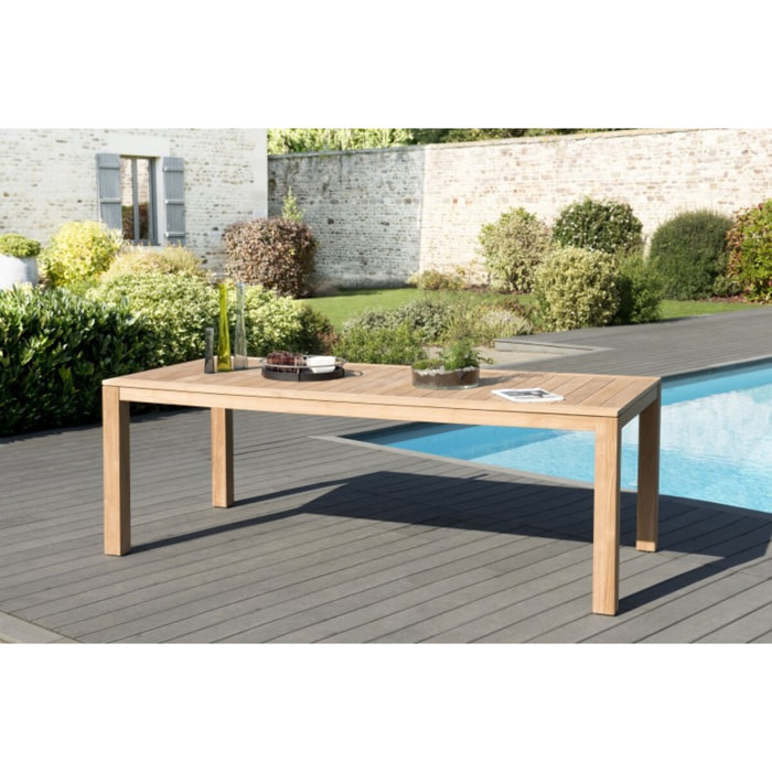 KIM - Table de jardin 6/8 personnes - VIESTE 220 x 100 cm en bois Teck