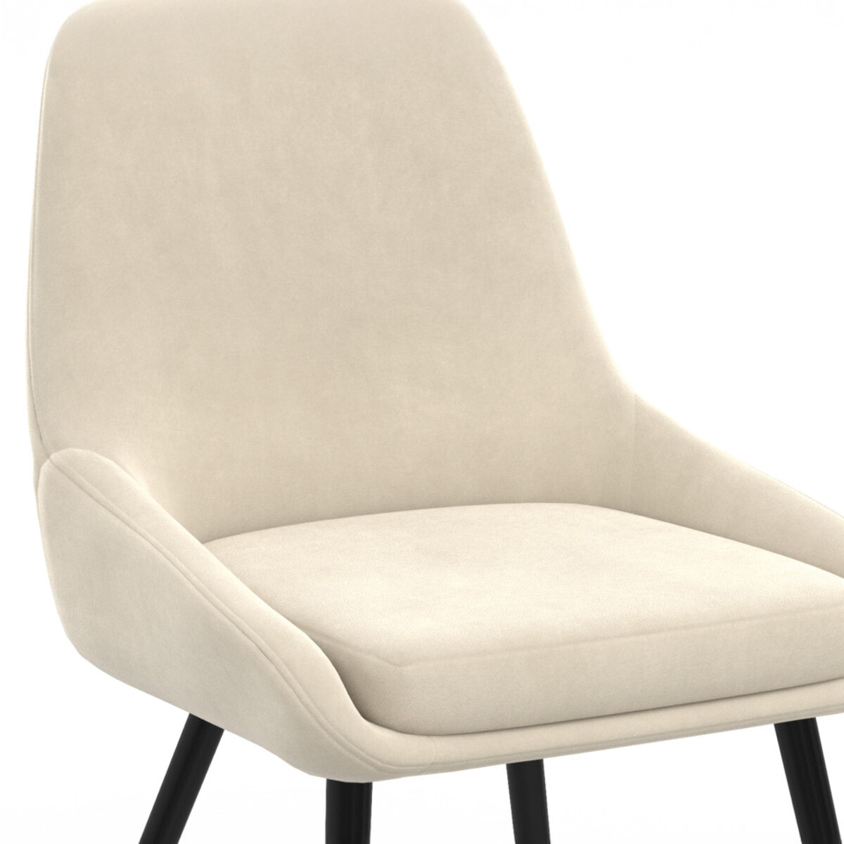 Chaises Olivia en velours et pieds métal - Crème