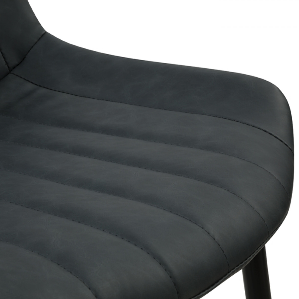 Lot de 2 chaises en cuir synthétique gris foncé et métal noir - Killi