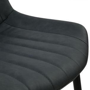 Lot de 2 chaises en cuir synthétique gris foncé et métal noir - Killi