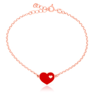 Pulsera de Plata de Ley 925 con corazón esmaltado