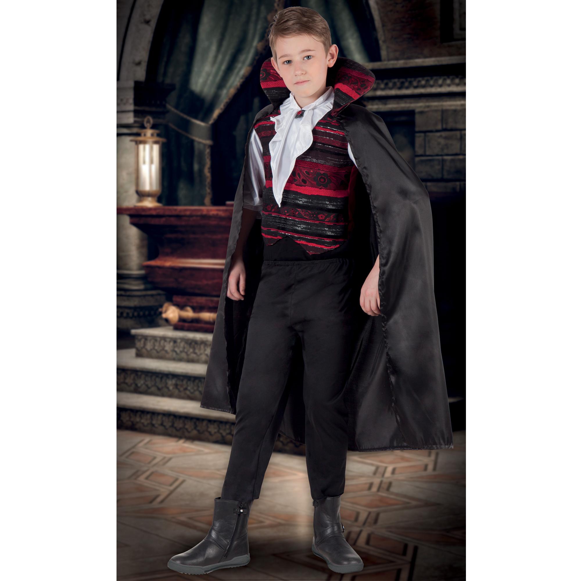 Costume Halloween Vampire Emperor Nero Rosso Bambino Taglia 7-9 Anni