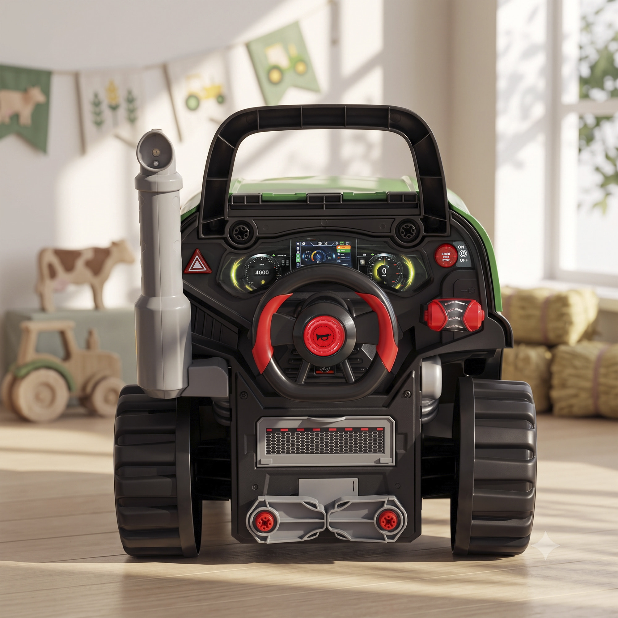AIYAPLAY Juguete de Motor de Camión para Niños, Volante de Juguete con Vapor, Luces y Sonidos, Set de Reparación Mecánico Desmontable, Regalo Educativo para Niños y Niñas de 3-6 Años, Verde