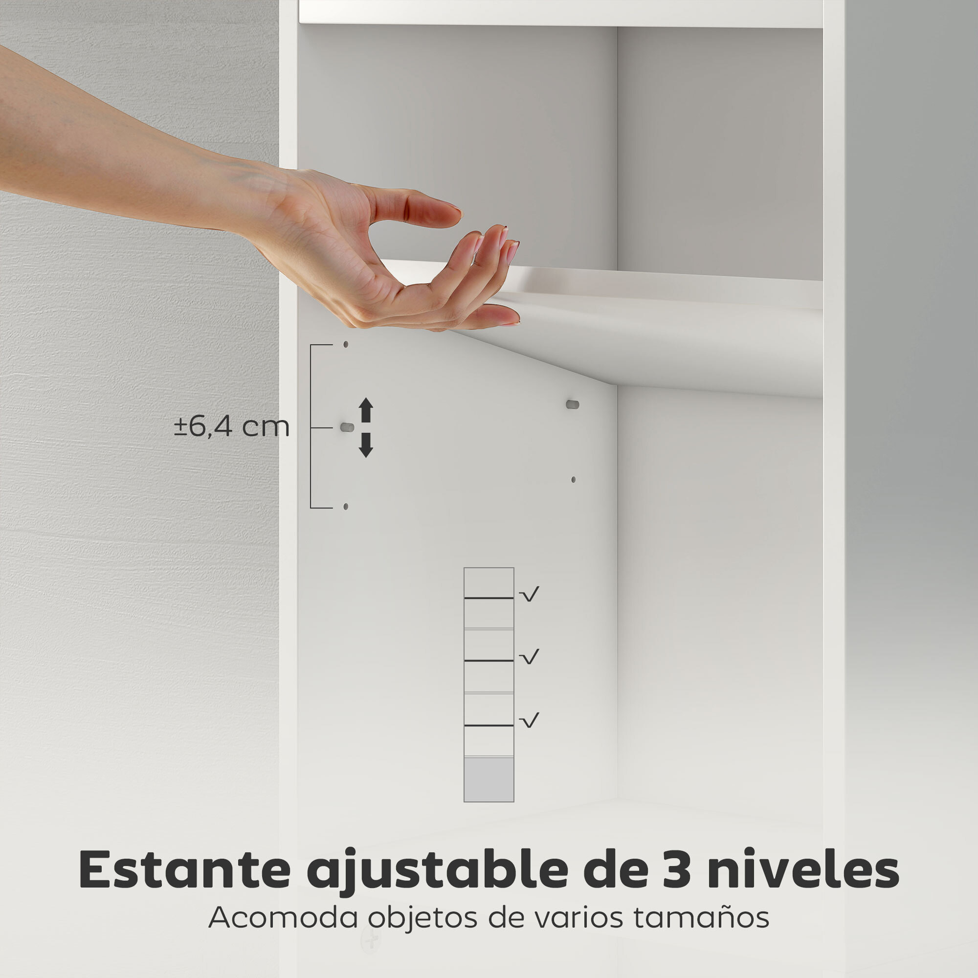 Librería de 7 Niveles, Estantería para Libros con Estantes Ajustables y Puerta, Estantería Moderna, 40x30x180 cm, para Salón, Dormitorio, Estudio, Oficina, Blanco