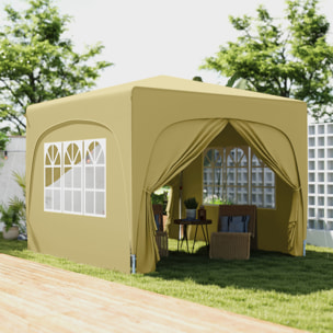 Carpa Plegable Gazabo 3x3 m con Paneles Laterales UPF50+ Cenador Pabellón de Jardín con Altura Ajustable y Bolsa de Transporte para Camping Fiestas Patio Terraza