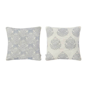 Lot de 2 housses de coussin en coton BLUE LEAF C 50x50 cm . Plusieurs colours disponibles.