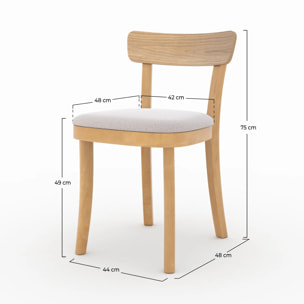 Lot de 2 chaises en bois et tissu beige - Keno