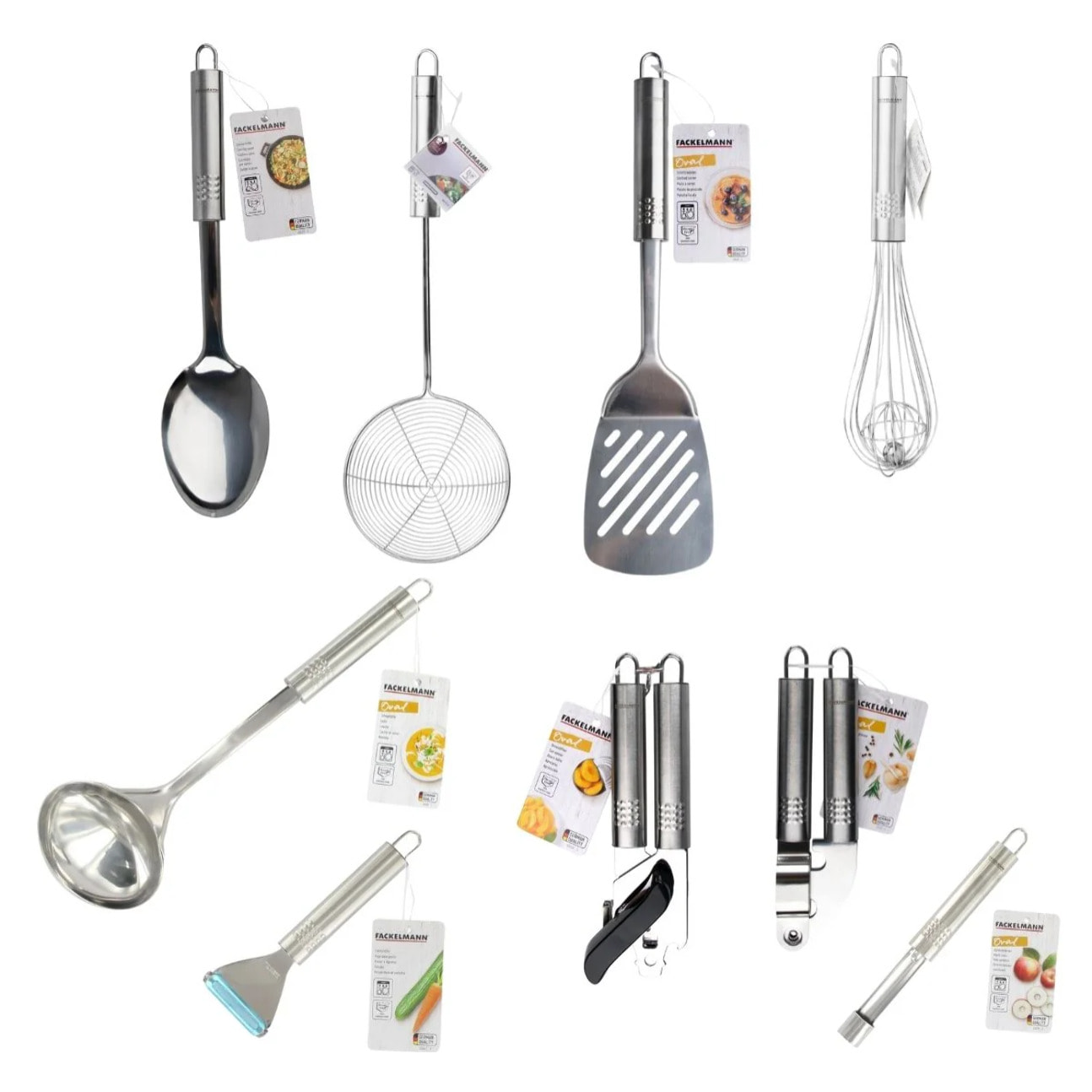 Ensemble de 9 ustensiles de cuisine inox Fackelmann Ovale