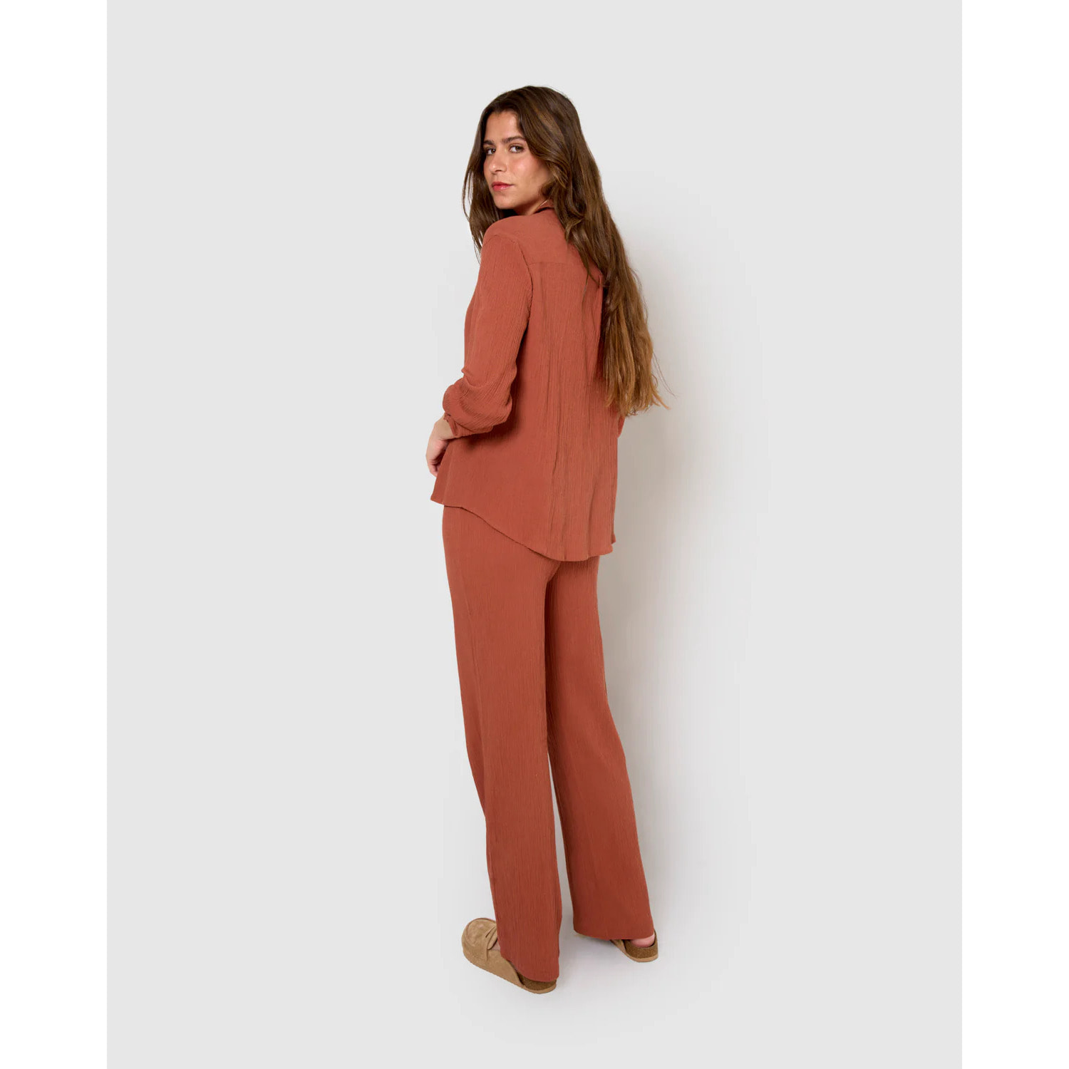 Camisa algodón lino rosette