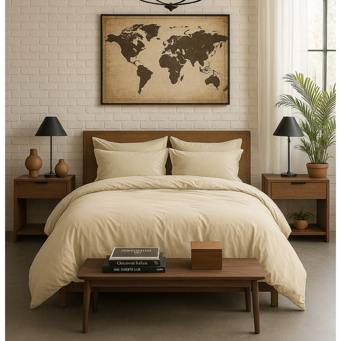 Paire de Taies D'oreiller Avec Volant 100% Percale De Coton Lavé écru
