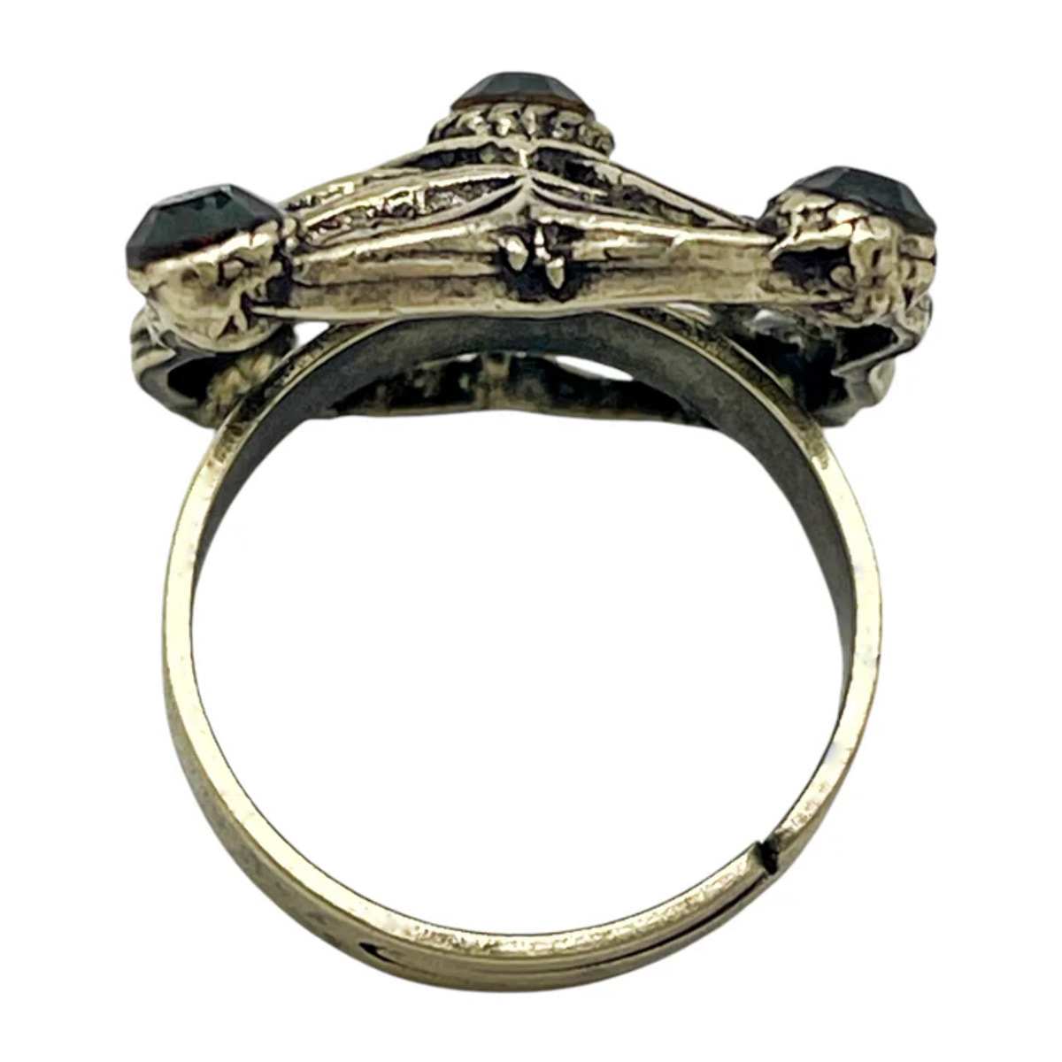 Anillo cuadrado Enredado en dorado y cristal black diamond