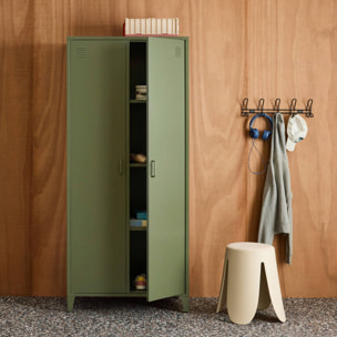 Armoire chambre dressing industriel métal 2 portes, 4 étagères, 1 penderie  SOHO