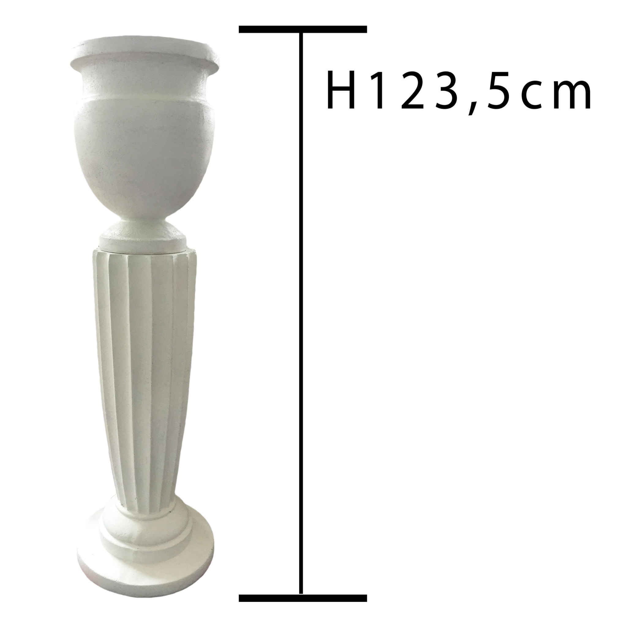 Set Vaso+Colonna. Misure 32,5 Cm 123,5 Cm - Pezzi 1 - 32,5X123,5X32,5cm - Colore: Bianco - Bianchi Dino - Vasi In Resina E Cemento