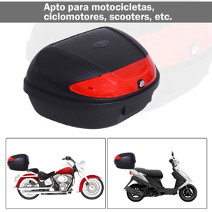 Baúl de Moto Universal 52L con LLaves y Accesorios Topcase Caja de Moto