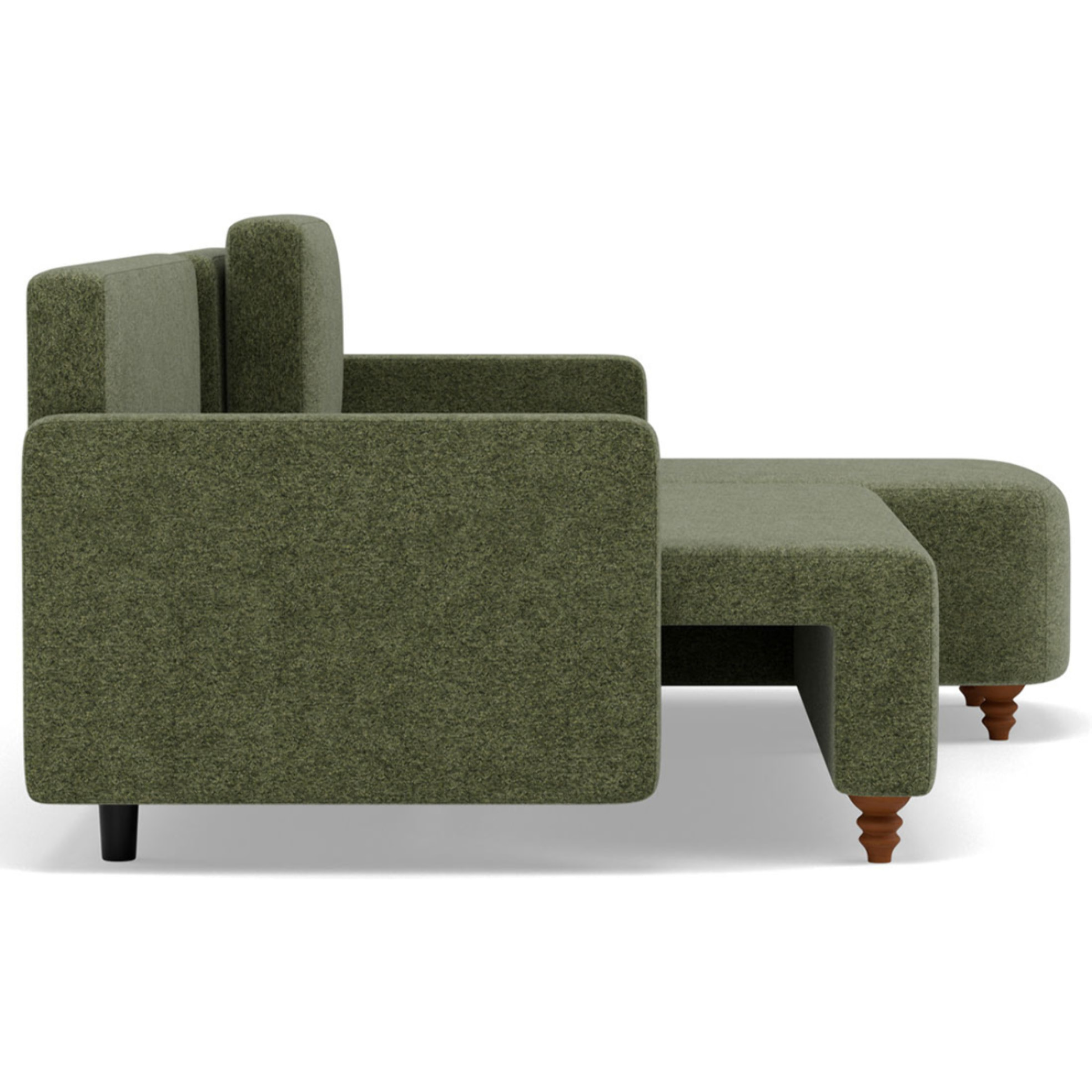Calypso - canapé d'angle réversible 4 places convertible avec coffre en tissu - Vert