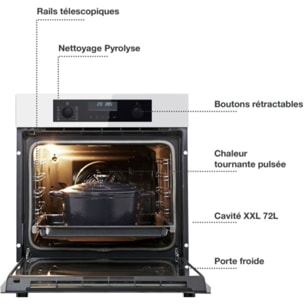Four encastrable ESSENTIELB EFMP 105b2 - Pyrolyse - Chaleur pulsée - Porte froide - Rails télescopiques