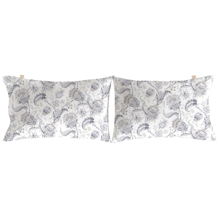 2 Fundas de almohada 50x75 cm gris MALAGA - 100% algodón -