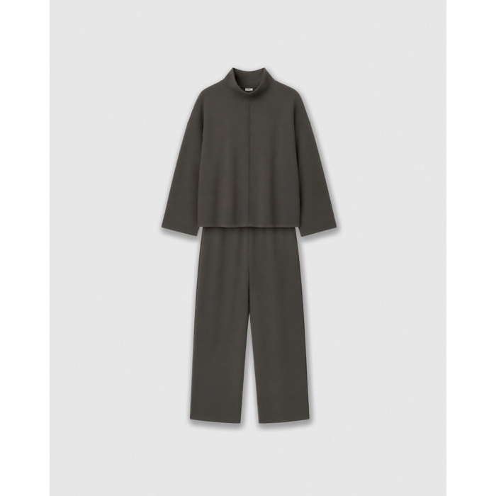 Set top pantalone cucitura fluido grigio marengo