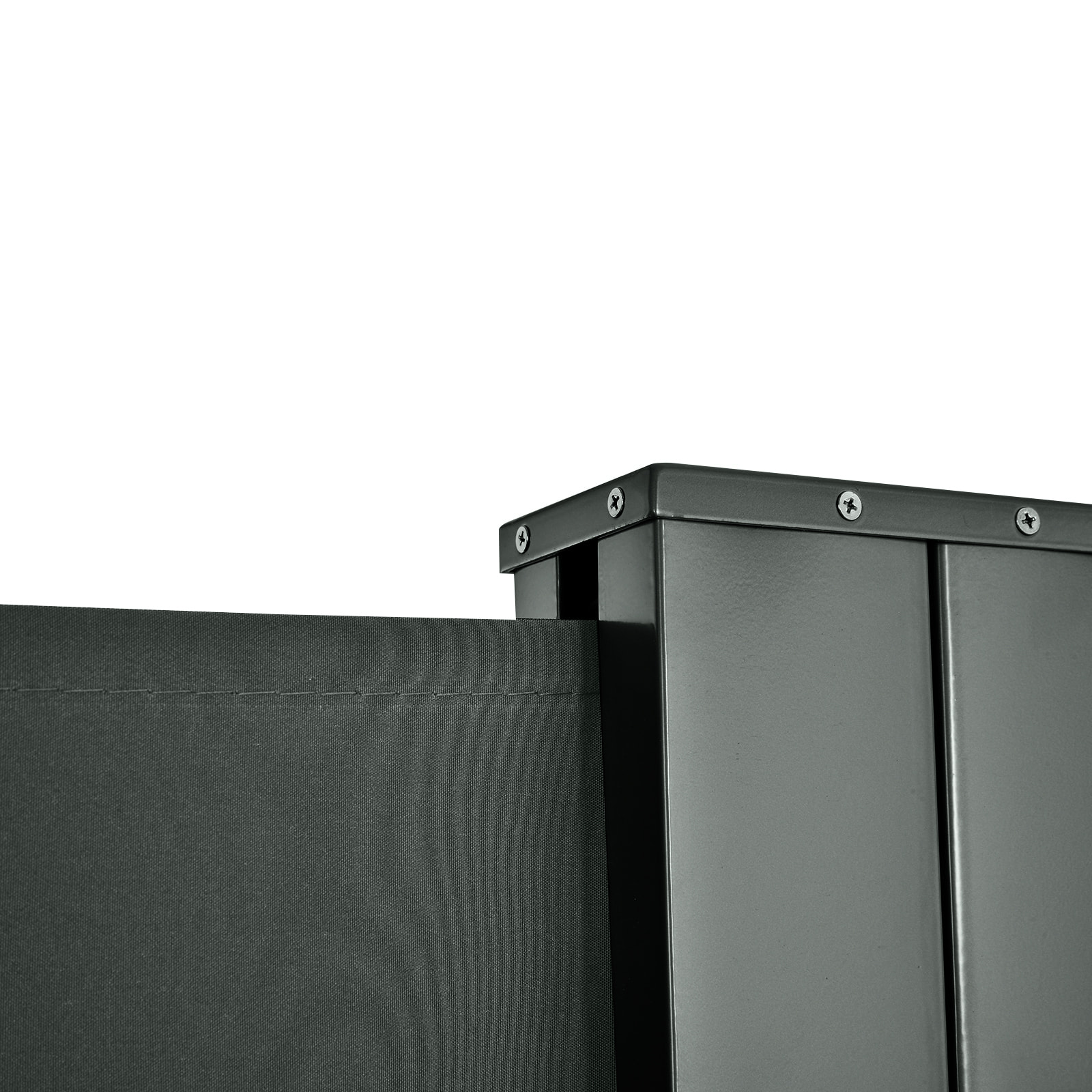 Double store latéral brise-vue paravent rétractable dim. 6L x 1,60H m polyester anti-UV haute densité gris