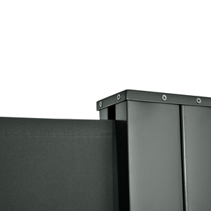 Double store latéral brise-vue paravent rétractable dim. 6L x 1,60H m polyester anti-UV haute densité gris