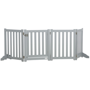 Barrière de sécurité chien pliable modulable autoportante avec porte max. 205 x 60 cm MDF gris