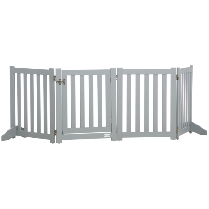Barrière de sécurité chien pliable modulable autoportante avec porte max. 205 x 60 cm MDF gris