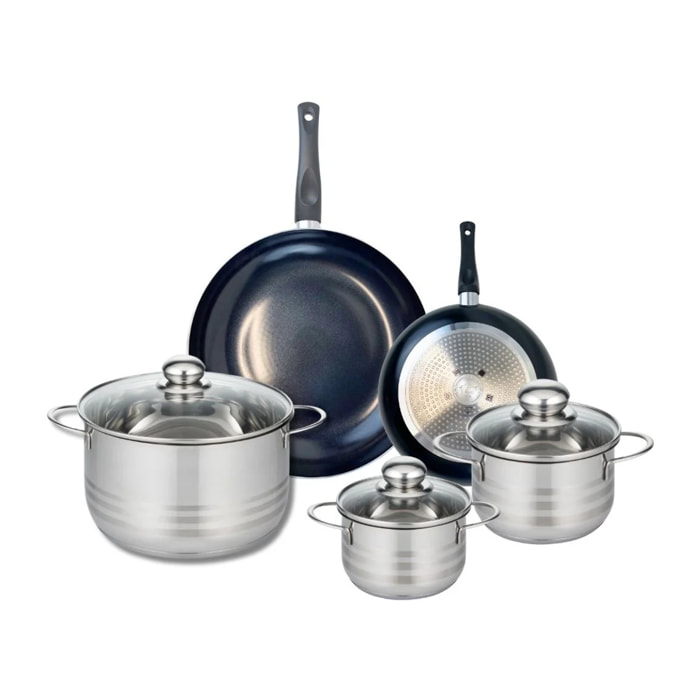 Ensemble de 2 Poêles de cuisson 20 et 28 cm et 3 faitouts 14, 16 et 24 cm Elo Prima Brillant