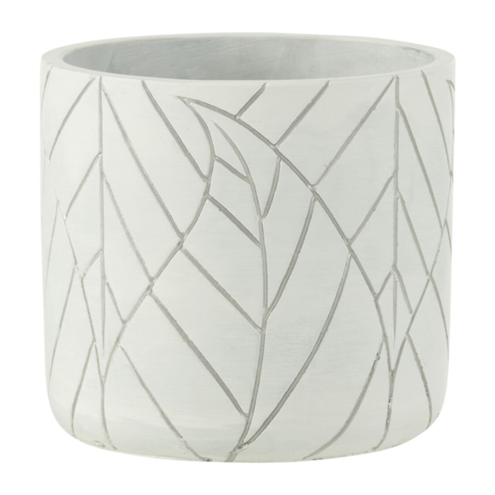 J-Line Cachepot Feuille Ceramique Blanc/Argent Small