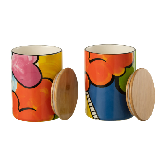 J-Line pot de conservation Pop Art - porcelaine - mix - 2 pcs