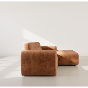 Diane - Canapé d'angle droit 4 places en velours texturé - Terracotta
