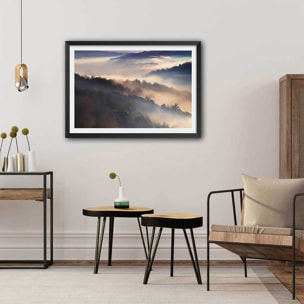 Affiche paysage brume magique Affiche sous cadre noir