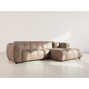 Curtis - canapé d'angle droit 4 places en simili - Taupe