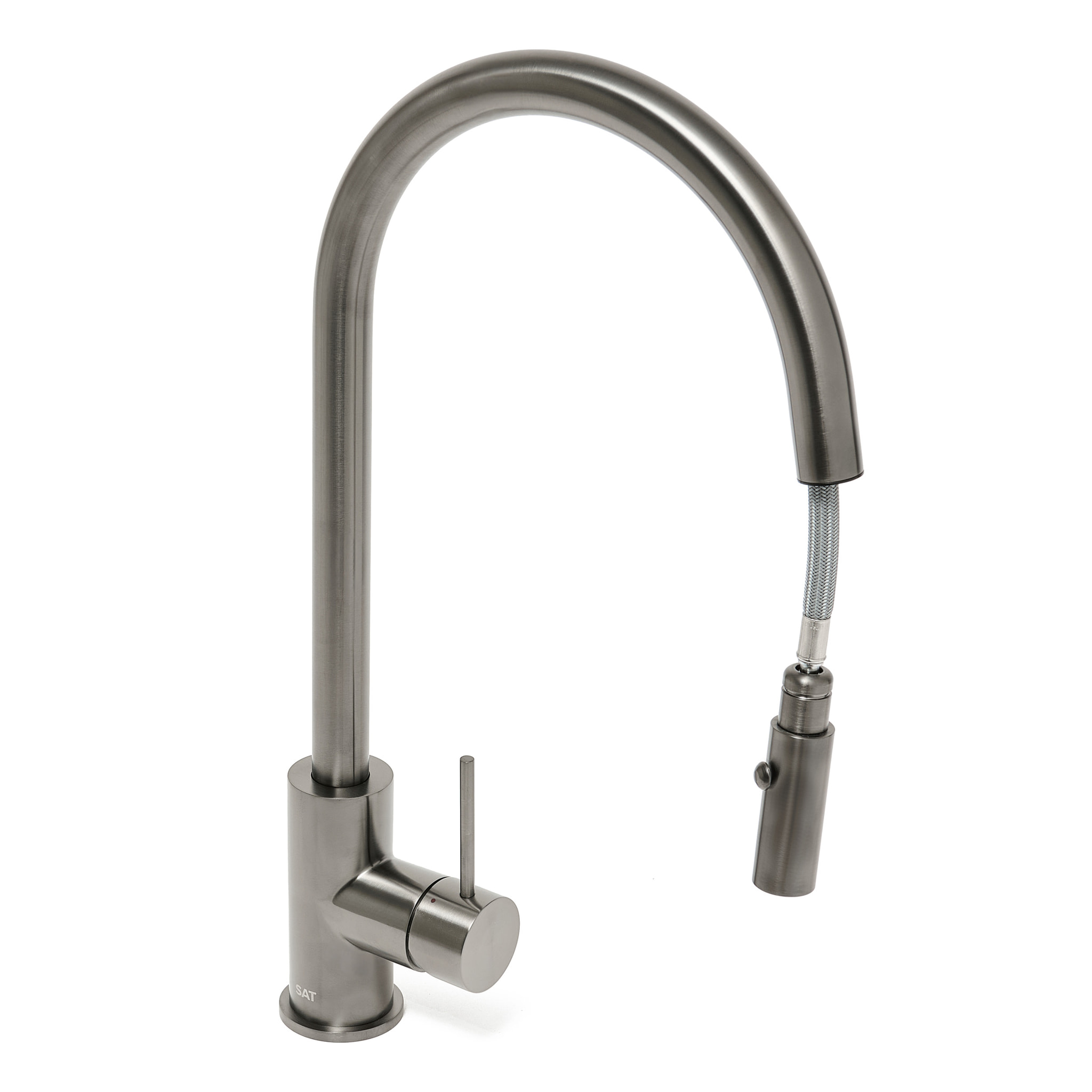 Aurum mitigeur évier à levier sur pied 44 cm avec douchette extractible 2 jets, métal brossé (SATBAUR286BGM)