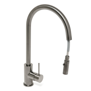 Aurum mitigeur évier à levier sur pied 44 cm avec douchette extractible 2 jets, métal brossé (SATBAUR286BGM)