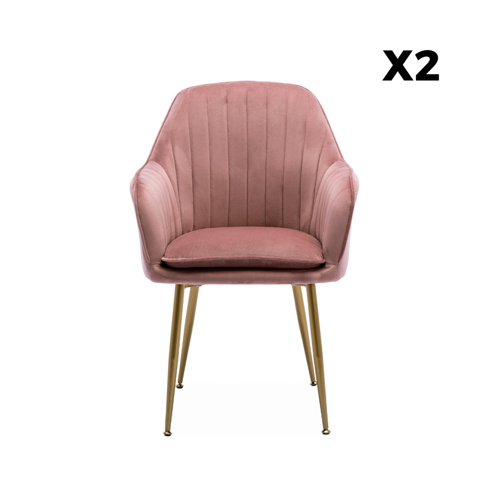 Fauteuil velours et pieds métal (lot de 2) SHELLA