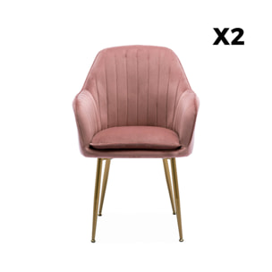 Fauteuil velours et pieds métal (lot de 2) SHELLA