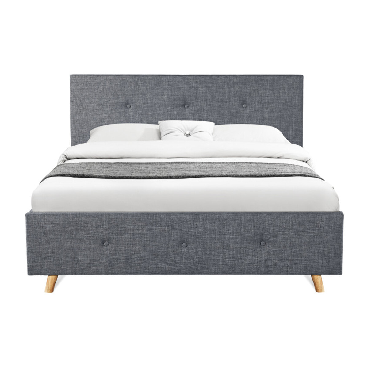 Lit coffre Mala tissu gris