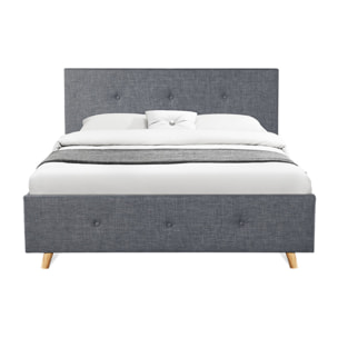 Lit coffre Mala tissu gris