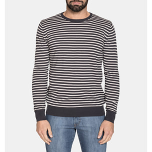MAGLIA RIGATA GIROCOLLO IN COTONE