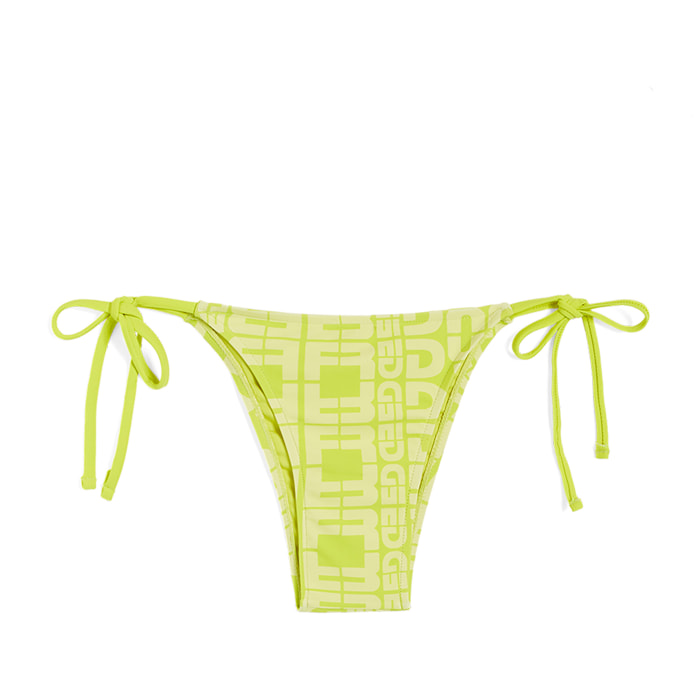 Slip bikini con logo all over e chiusura a laccetti