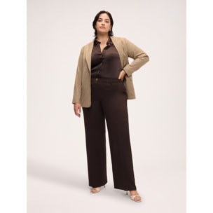 Fiorella Rubino - Pantaloni Wide Leg in tessuto stretch - Marrone