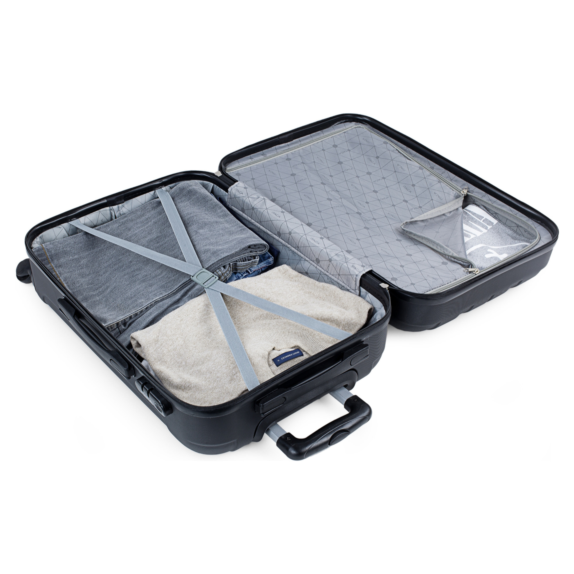 Trolley Mediano 60 Cms  Y Neceser Itaca Diamond Negro