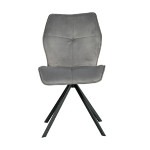 Chaise rotative 360° bicolore en velours et tissu & pieds en métal - FLORENCE
