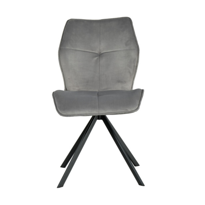 Chaise rotative 360° bicolore en velours et tissu & pieds en métal - FLORENCE