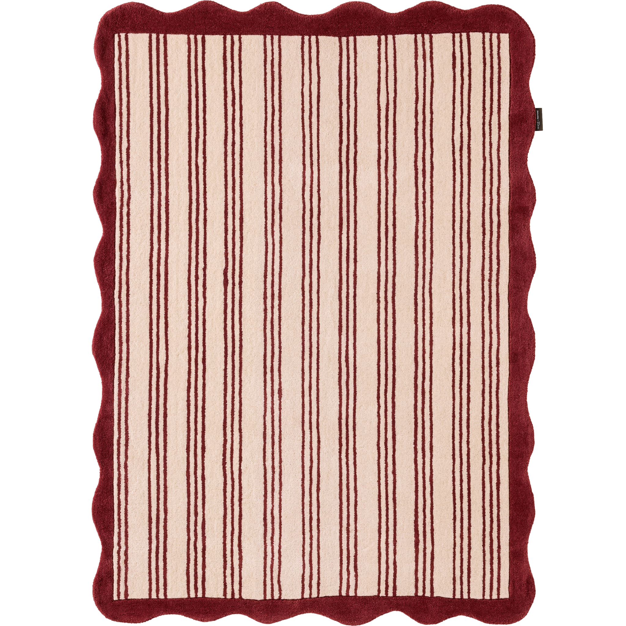 PANTONE - Tapis en laine fait main Rouge D'ORAGE à motif rayure bordeaux