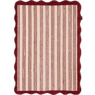PANTONE - Tapis en laine fait main Rouge D'ORAGE à motif rayure bordeaux