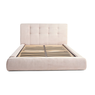 Onyx - lit coffre - 140x190 cm - en velours côtelé - sommier inclus - Beige