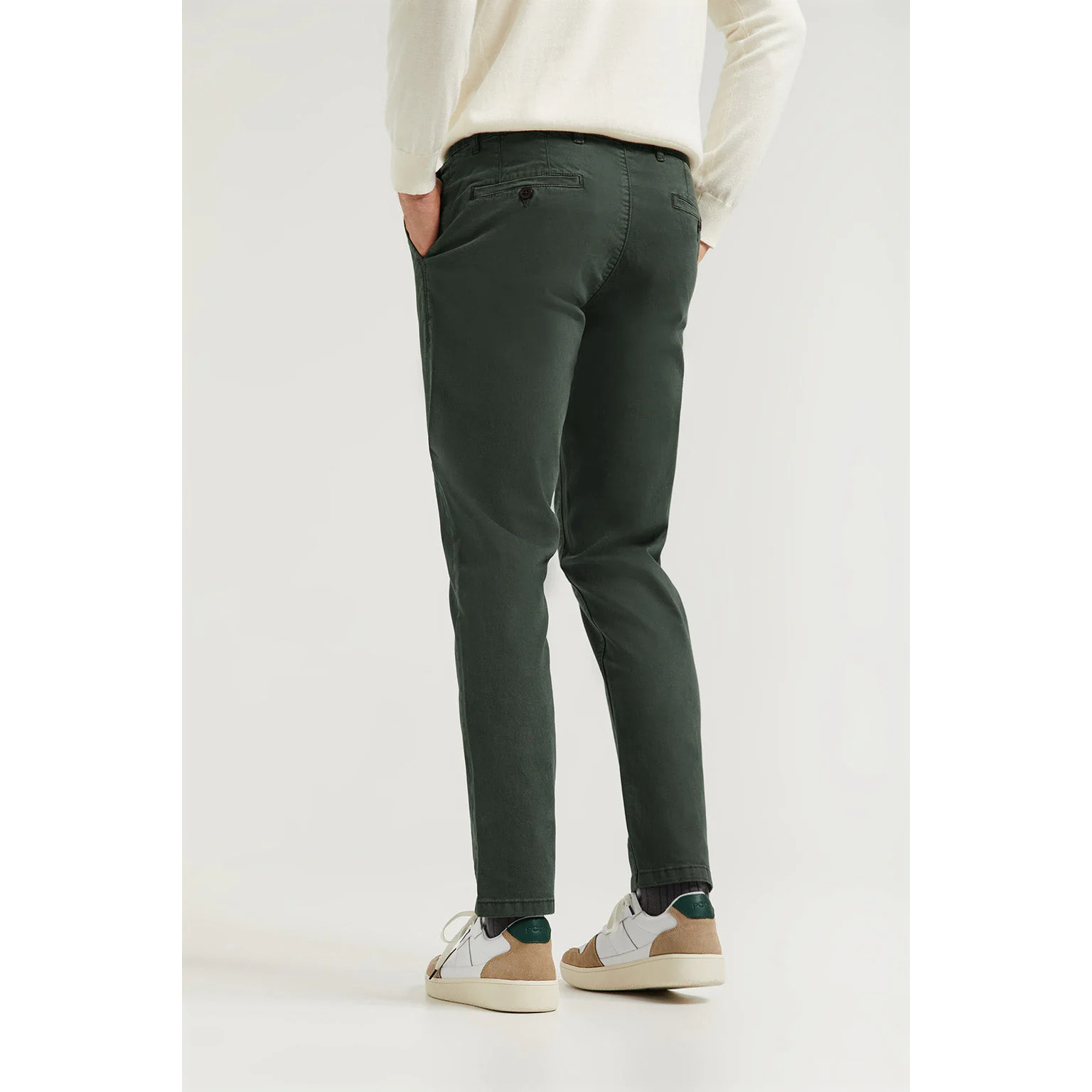 Pantalón chino verde de algodón elástico con detalles Polo Club