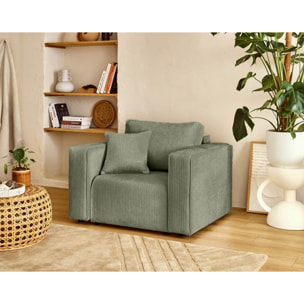Topaze - fauteuil en velours côtelé plat - Vert sauge