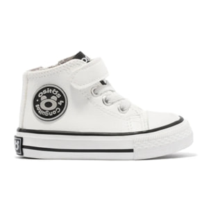 Sneakers alte bianche per neonati con cinturino adesivo